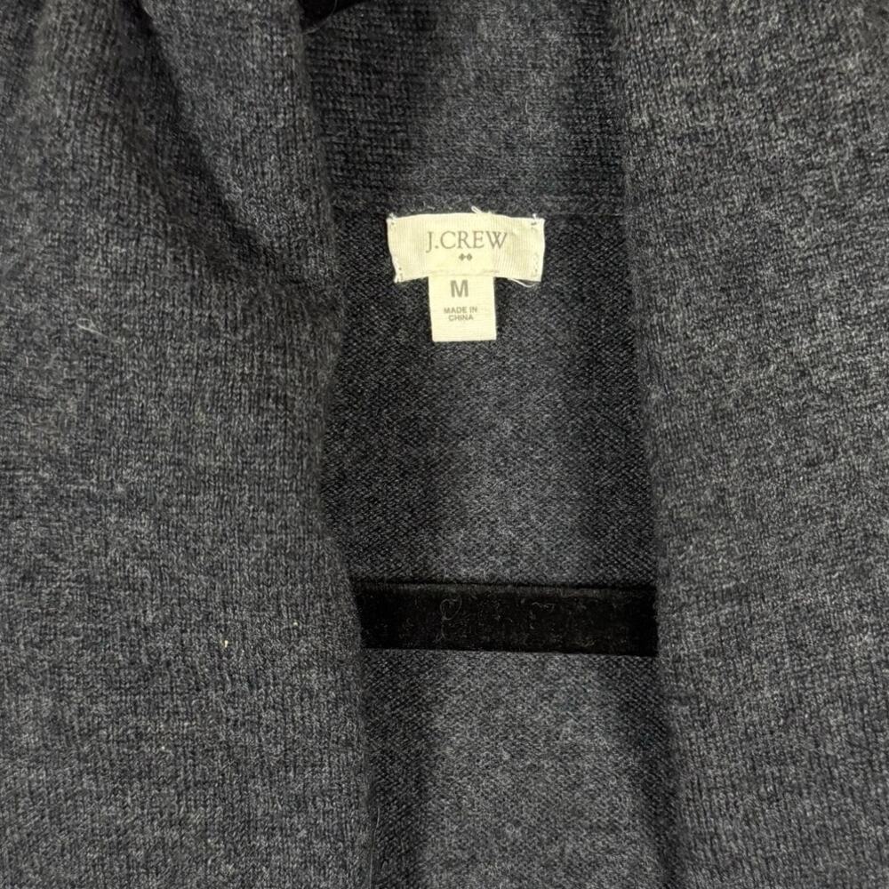 J.Crew Women's Charcoal Gray Wool/Cashmere Blend Shawl Neck Sweater - Medium - Picture 7 of 9